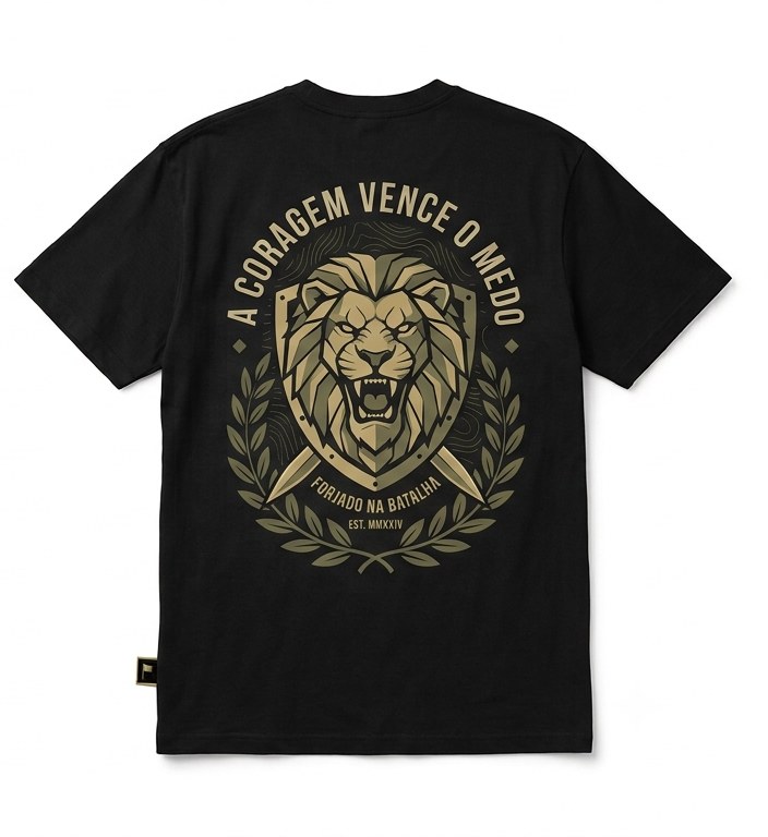 Camiseta A Coragem Vence o Medo Oversized Preto Mockup Costas