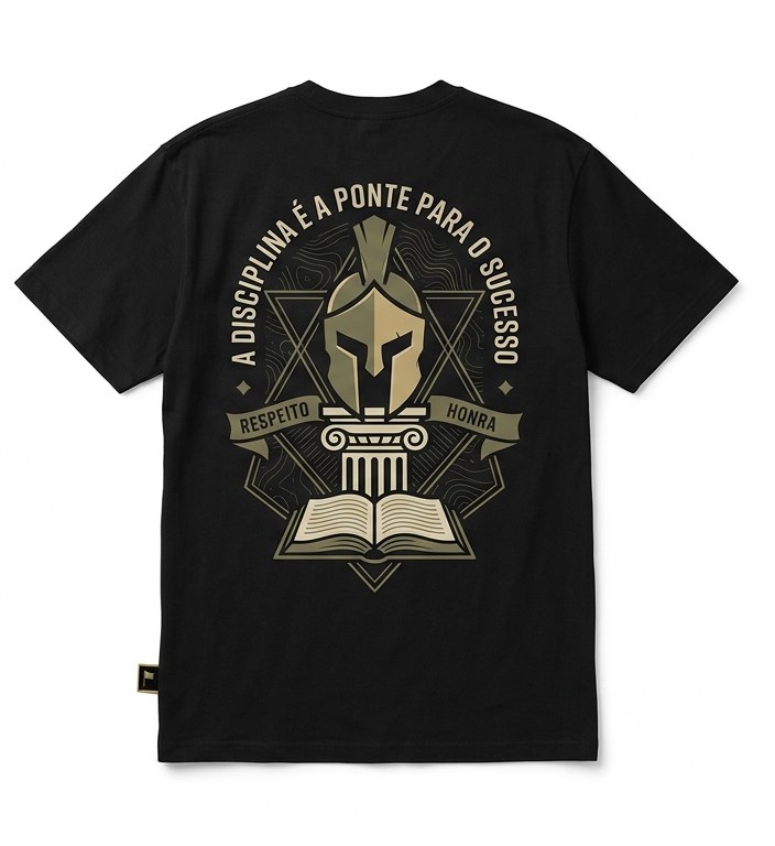 Camiseta A Disciplina é a Ponte para o Sucesso Oversized Preto Mockup Costas