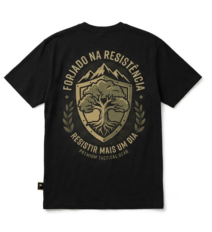 Camiseta Forjado na Resistência Oversized Preto Mockup Costas
